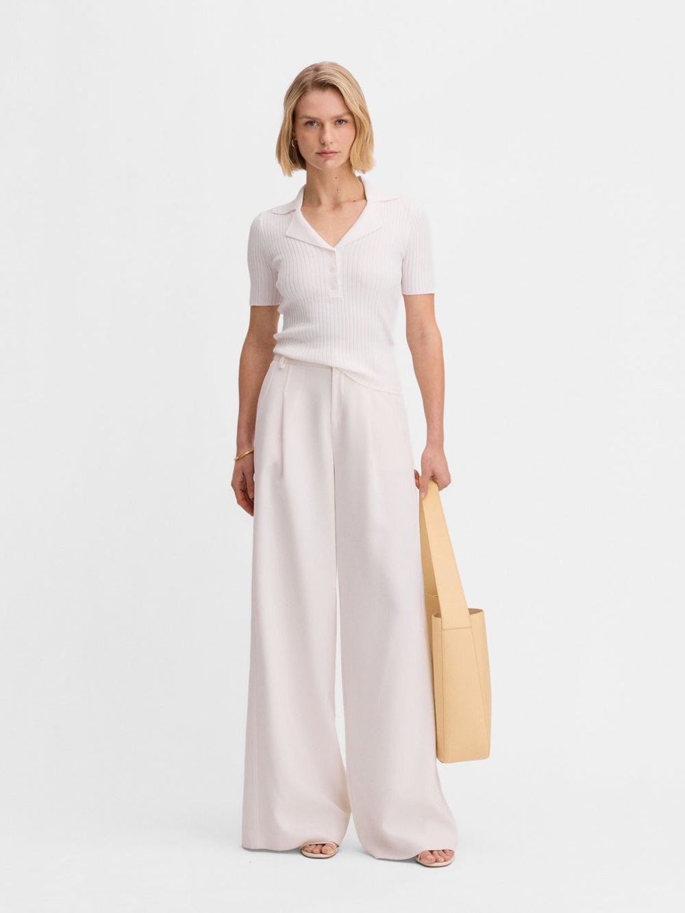 Ribbed Polo Short-Sleeve Top